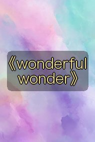 《wonderful wonder》封面